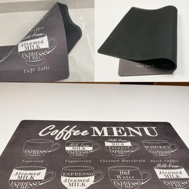 Canglifull Kitchen Countertop Dish Drying Mat, Quick Absorb Non-Slip Drainer Mat, BPA-Free Sink Mat, Easy to Clean, Small Kitchen Countertop Heat Resistant Dish Drying Mat (12x18, Coffee Menu)