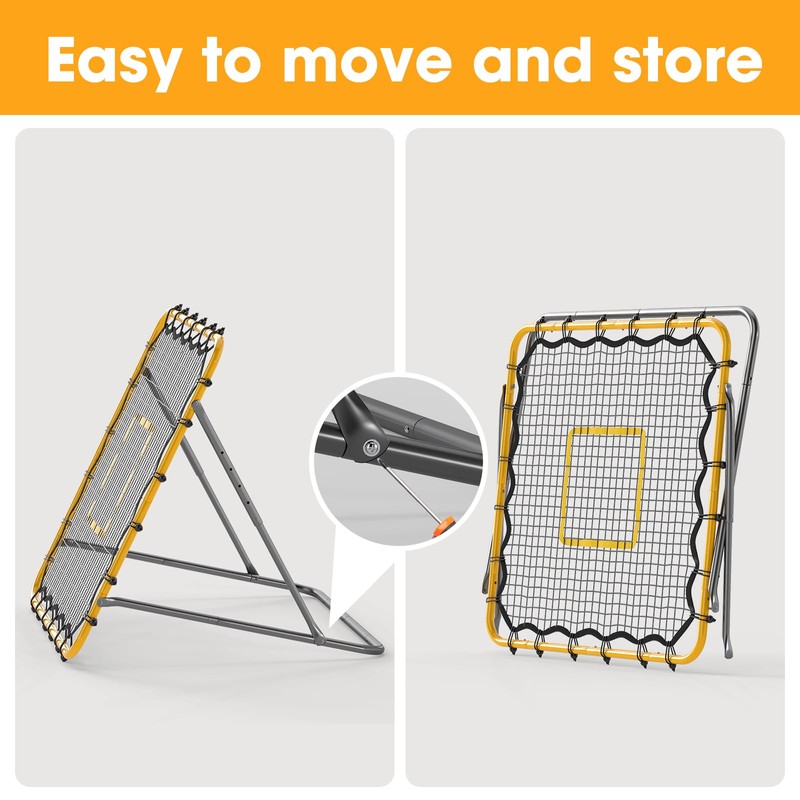 JIRTEMOT 3.7 x 3.7 FT Soccer Rebound Net, Yellow