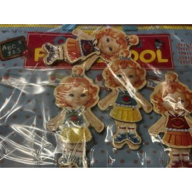 T.S. Shure Teeny Tiny Quadruplets Magnetic Wooden Dress-Up Dolls, T.S. Shure, 64 Piece