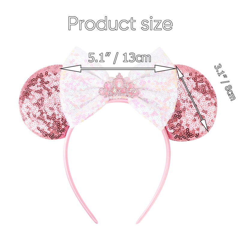 DRESHOW Mouse Ears Bow Headbands Glitter Party Decoration Cosplay Costume