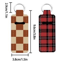 FREEBLOSS 2Pcs Chapstick Holder Keychain Grid Pattern Lip Balm Keychain Holder Chap Stick Holder with Clip Chapstick Key Chain Holder Lip Balm Sleeve Pouch Lipstick Lip Gloss Holder for Women Gift