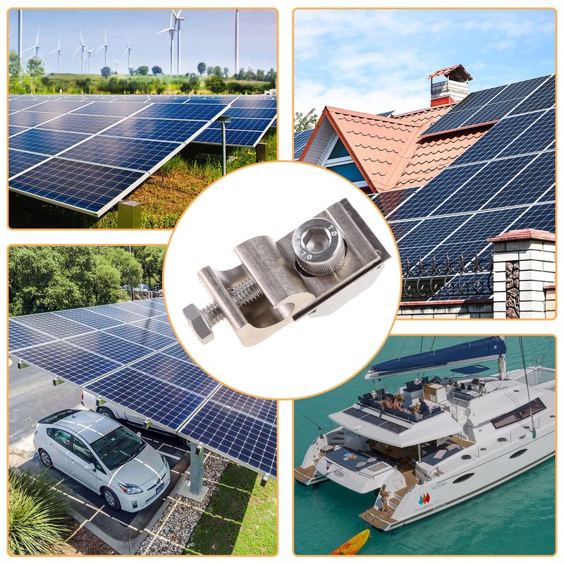 Pack of 6 Earth Clamp Aluminium, FUKPO Solar Panel Bracket
