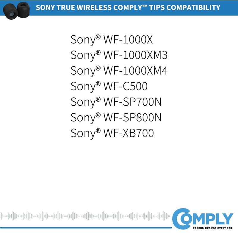 Comply TrueGrip Pro Memory Foam Tips for Sony True Wireless