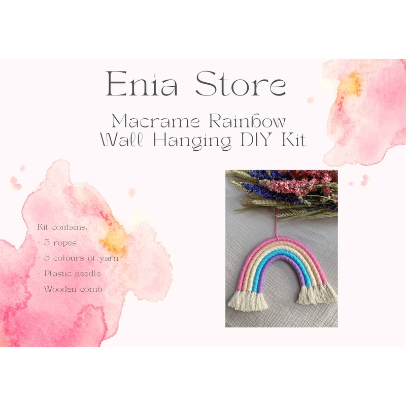 Enia Store Macrame Rainbow Crafts Kit for Beginners with Instructions