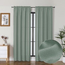 Lecloud Bessie Sage Green Curtains 84 Inches Long 2 Panels, Faux Linen Textured Light Filtering Curtains for Living Room/Bedroom, Farmhouse Window Treatments Home Decor, Each 40 W x 84 L