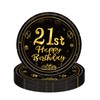16Pc Black Gold 21st Birthday Paper Plates 7",Birthday Tableware Party