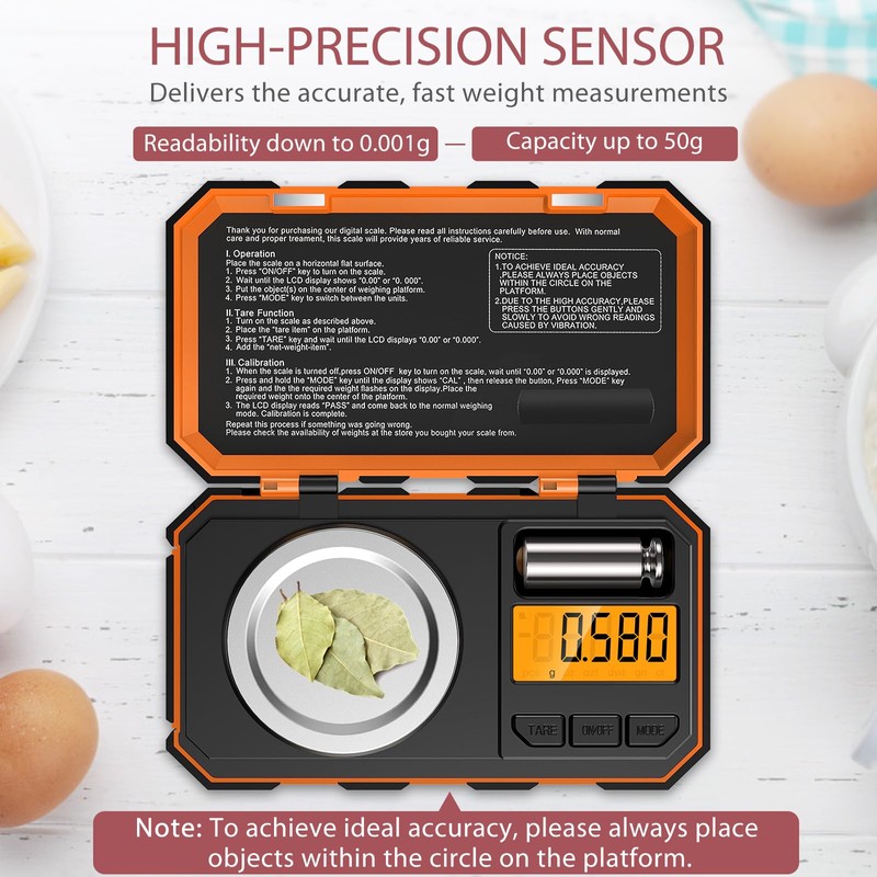 LOFICOPER Digital Pocket Scale, 50 g/0.001 g Fine Scale, Milligram