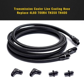 6AN transmission cooler lines Compatible with 4L60 700R4 TH350 TH400 7 Ft Long Hose Fitting Nylon Stainless Steel Braided Lines 2 X 6AN PTFE