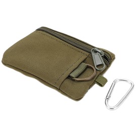 Qiilu Tactical Molle Pouch Bag Outdoor EDC Molle Pouch Wallet Mini Portable Key Card Case EDC Pouch Bag Purse with Carabiner (Green)