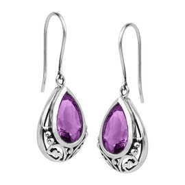 Silpada 'Thistle' Natural Amethyst Drop Earrings in Sterling Silver
