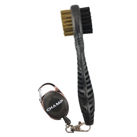 Champ Proactive Sports Dual-Bristle Club Brush with Retractable Cord, Black