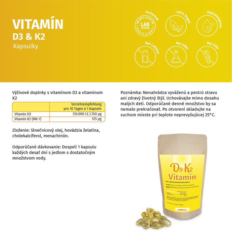 Vitamin D3 10,000 IU + Vitamin K2 125 mcg Menaquinon