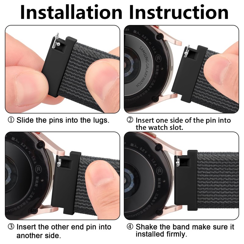 Mugust Pack of 3 Nylon Watch Strap 22 mm 20
