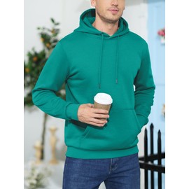 MAGCOMSEN Mens Sweatshirt With Kangaroo Pocket Soft Spring Sweatshirts Blank Cotton Sweatshirts Sportswear Midweight Hoody Pullover Emerald Green S