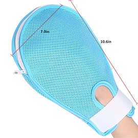 WEEOATAR Restraint Mitts with Breathable Mesh, Medical Hand Glove with Zipper Hospital Hands Restraints Prevent Finger Harm Hand Protector for Medical Restraints Patient, Elderly (Blue)