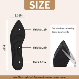 Keroius 2 Pairs High Heel Insoles Shoe Cushion Inserts Comfort Sponge Insert for Women Breathable Shoe Pads for Foot Pain，Heel Sore，Loose Shoes ，Arch Pain