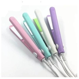 Paquete de 5 Mini planchas de cabello portátil, colores surtidos, ideal para realizar rizos pequeños.