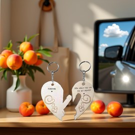Apricot Valentine Couple Keychain-You Hold The Key to My Heart Couple Keychain for Him and Her, Valentine's Day Birthday Gifts for Boyfriend Girlfriend,His and Her Gifts, Car Keychains Car Accessories