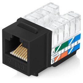 Everest Media Solutions 90° Angled CAT6 Keystone Jack in Black - Slim Profile RJ45 Ethernet Connector - Compatible with 90° Angled Speed Termination Tool - easyJACK (B094WB91H3) - 20-Pack