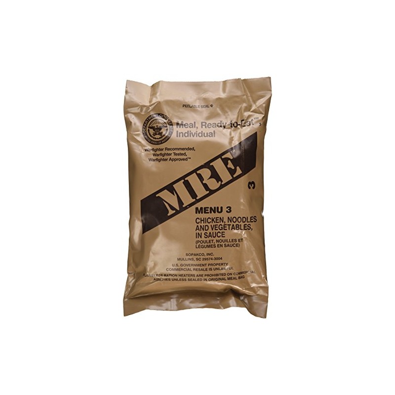 Chicken w/Noodles MRE Meal - Genuine US Military Surplus Inspection