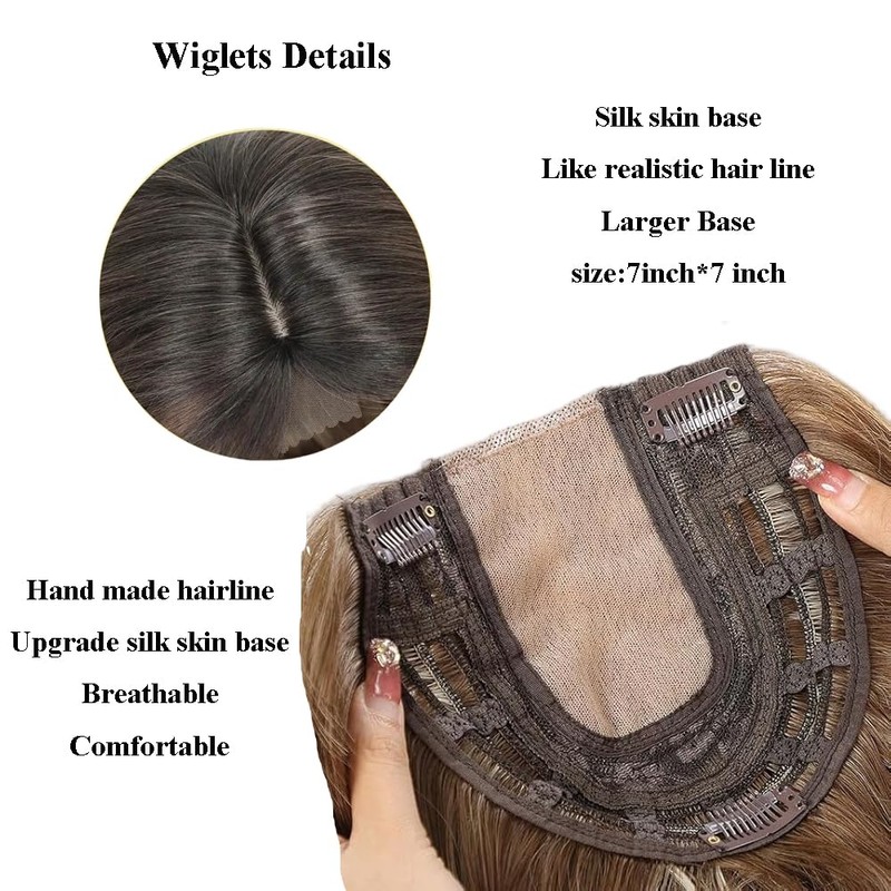 20inch Wavy Synthetic Hair Topper, Wavy Hair Closure for Thinning