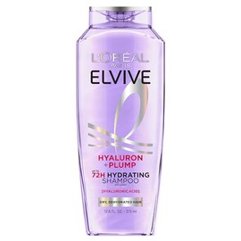 L'Oreal Paris Elvive Hyaluron Plump Champú hidratante para cabello deshidratado y seco infundido con complejo de cuidado de ácido hialurónico, sin par