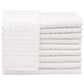 ZOLLNER Set of 10 Guest Towels with Waffle Pattern, Size Approx. 30 x 50 cm, White