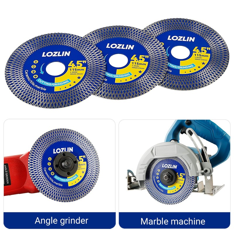 LOZLIN 4.5" Diamond Angle Grinder Blade - Ultra-Thin Dry Cutting