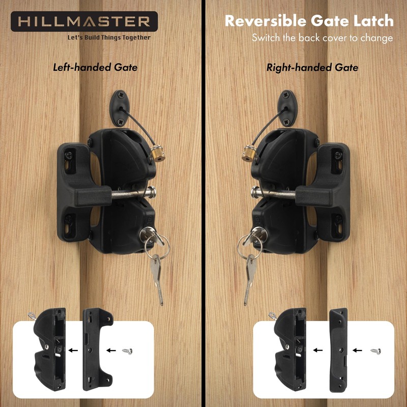 Key Lockable 2 Way Gate Latch with Spring Loaded Pull