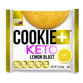Bake City Cookie Plus Keto | 1oz Lemon Blast Cookies (12 pack), Gluten Free, 0g Sugar, Only 1.5g Net Carbs, Good Fats, 5g Protein, Kosher, No Artificial Flavors