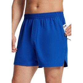 BALEAF Pantalones cortos de correr para hombre de 5 pulgadas, secado rápido, ligeros, sin forro, 2 bolsillos con cierre, entrenamiento y gimnasio, marino, 3X-Large
