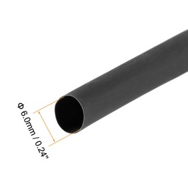TOP-VIGOR 6mm(1/4 Inch) Heat Shrink Tubing, 23FT Length Heat Shrink Sleeving, 2:1 Ratio Adhesive-Lined Heat Shrink Tube for Electrical Insulation, Repairs, Wrap Cable, Wire Connectors, Black