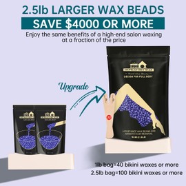 Lifestance Lifestance 2.5lb Wax Beads Kit, Lavender Hard Wax Beans For Hair Removal Brazilian Bikini Leg Underarm with 30 Applicators Waxing for Fine Coarse Hair Women Men Large Refill for Wax Warmers at Home