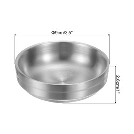 uxcell Stainless Steel Sauce Dishes, 3pcs Round Dipping Pinch Bowls, Salad Dressing Plates for Restaurant Home Kitchen Tools Silver