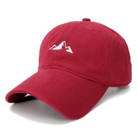 Eoslya Men's Baseball Cap - Mountain Embroidery Vintage Soft Cotton Adjustable Dad Hat, Breathable & Comfortable for Outdoor Sports Hiking Fishing Camping Red