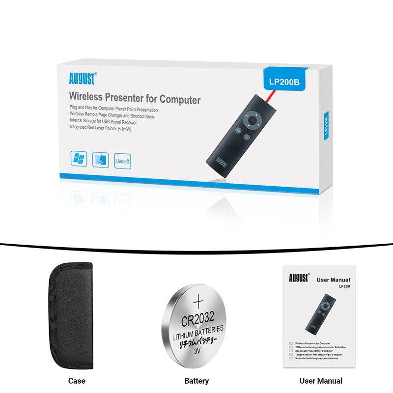 Wireless Clicker for PowerPoint - August LP200 - Laser Pointer