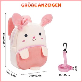 Children's Backpack - Plush Nursery Backpack for Girls Boys School Bag Cute Rabbit Baby Backpack Mini Cartoon Backpack with Anti-Lost 2-5 Years for Children's Bag Preschool Crib Nursery