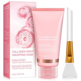 Mascarilla de Colageno, Paquete De Mascarilla Facial Peel Off Envoltura De Colágeno Durante La Noche, Hidratación Profunda, Reduce la Flacidez y Opaci