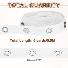 sourcing map 6 Yard Cotton Eyelet Trim with Grommets, 0.79 Inch Wide Eyelet Twill Tape for Sewing Garment Corset Shirt, White + Silver