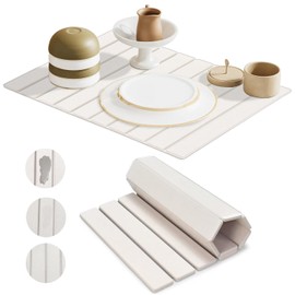 Large Stone Dish Drying Mats for Kitchen Counter, 23"(L)×16"(W) Diatomaceous Earth Mats, Water-Absorbent Collapsible Multi-Purpose Stone Drying Tray for Cups Dishes Bottles, Match Any Countertop