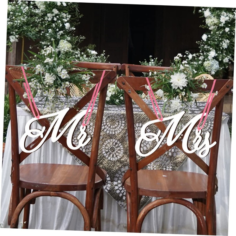 CORHAD Wedding Chair Back Sign Mr Mrs Decor Elegant Registry