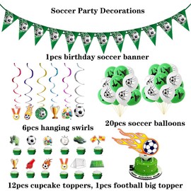 AHYCS Soccer Party Decorations, Soccer Birthday Party Decorations Supplies, Soccer Party Set for Football Party Decoration, Football Theme Party, Soccer Theme Events, World Cup Party