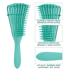 Entwirrungsbürste, Daletu Hair Detangler Integrierter Kunststoff-Octopus-Kamm für Afro America Strukturiertes 3a bis 4c verworrenes welliges/nasses/trockenes/langes dickes lockiges Haar (Grün)
