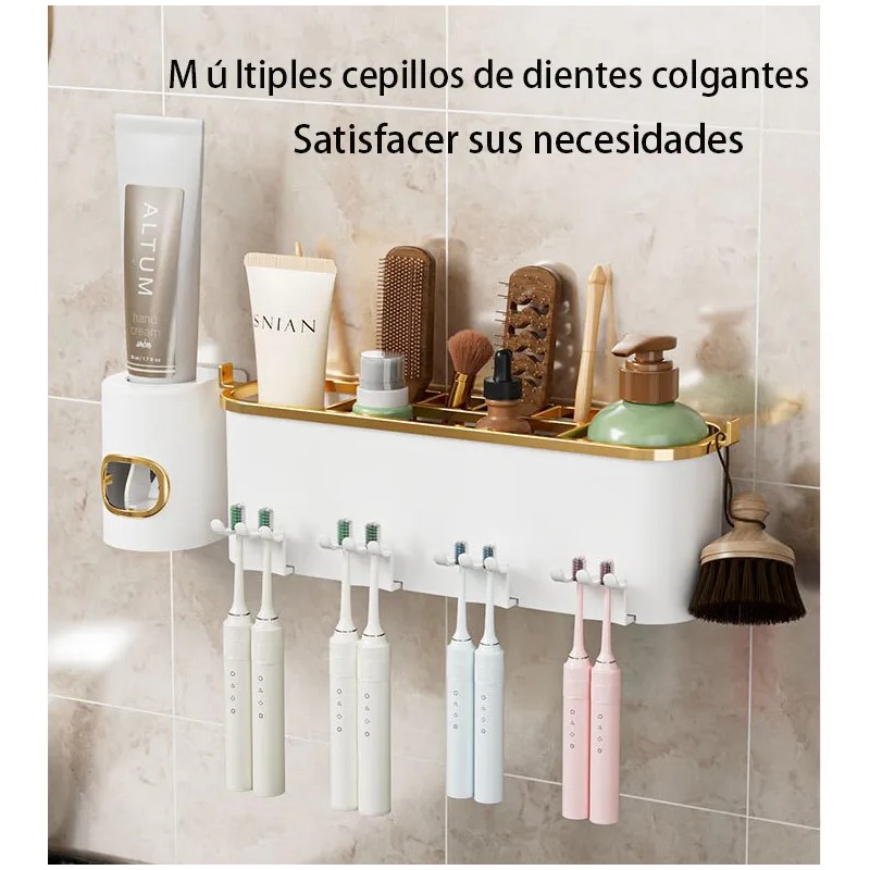 Porta Cepillos Dentales Con 3 Tazas Y Dispensador