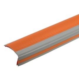 uxcell 3.3Ft Stair Nosing, 5cm PVC Self Adhesive Stair Edges Protector L Shape Stair Edging Stair Steps Edges Trim for Outdoor Indoor Stair, Orange/Grey