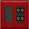 RiteAV 4 Banana 2 Speaker Surround Female Coupler Binding Post Wall Plate - Brush [Red/Black]
