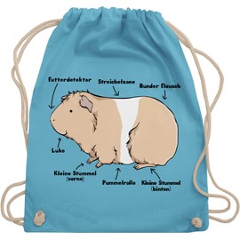 Shirtracer - Animals guinea pigs rabbit & co. - Guinea pig anatomy - Gym bag and fabric bag made of cotton, 2 Light Blue, Einheitsgröße