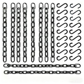 ENATECLITE Black Hanging Plant Chains Kit, 10-Inch Adjustable Plant Hangers with Hooks and Clip for Hanging Baskets, Bird Feeders, Wind Chimes, Planters and Porch Signs 10Pack