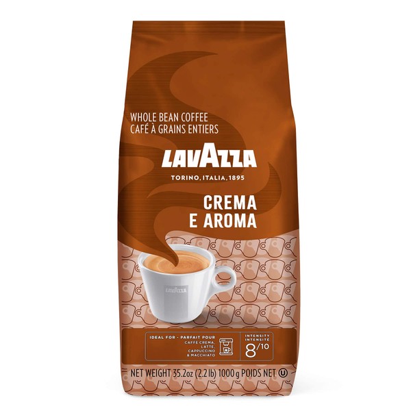 Lavazza Roasted Coffee Beans, Crema E Aroma, 2.20 lbs (Pack of 6)