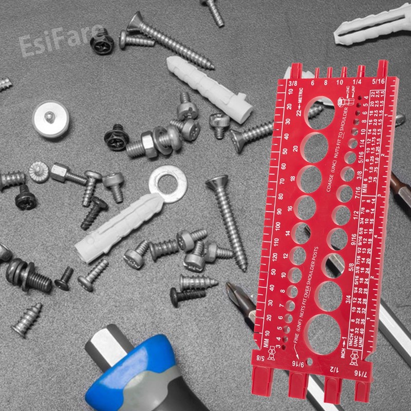 EsiFare Nut Bolt Thread Gauge Screw Nut Measuring Gauge Bolt